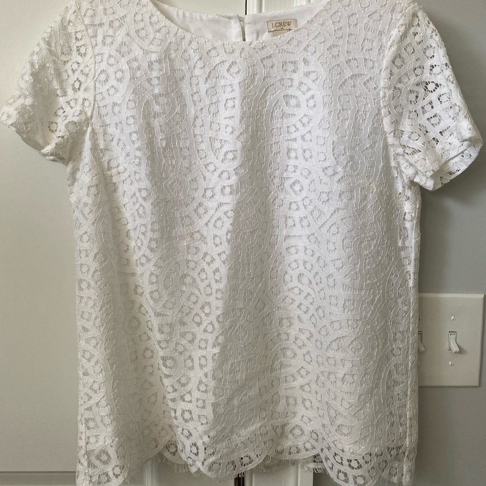 J. Crew Factory White Lace Shirt